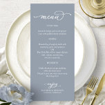 Elegant Calligraphy Dusty Blue Wedding Menu<br><div class="desc">Elegant Calligraphy Dusty Blue Wedding Menu</div>