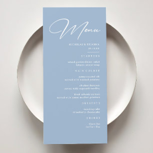 Elegant Calligraphy Dusty Blue Wedding Menu