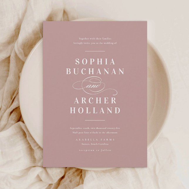 Elegant Calligraphy Dusty Pink Wedding  Invitation (Creator Uploaded)