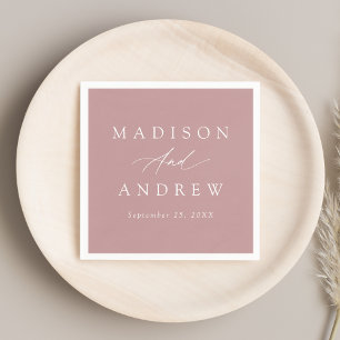 Elegant Calligraphy Dusty Rose Wedding Napkin