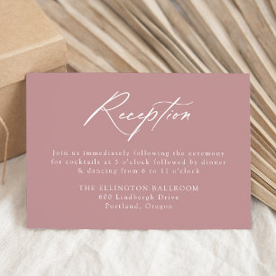 Elegant Calligraphy Dusty Rose Wedding Reception Enclosure Card