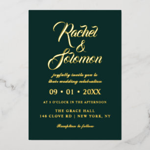 Elegant Calligraphy Emerald Green and Gold Wedding