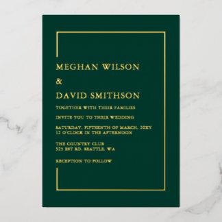 Elegant Calligraphy Emerald Green Gold Wedding  