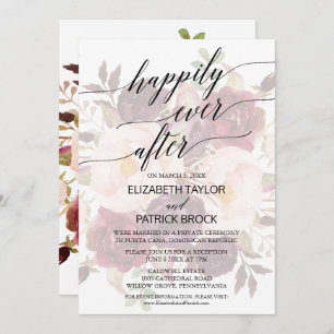Elegant Calligraphy Faded Floral Elopement Invitation