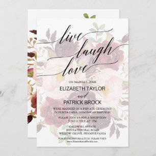 Elegant Calligraphy   Faded Floral Live Laugh Love Invitation