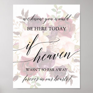 Elegant Calligraphy Faded Floral Wedding Memorial Poster