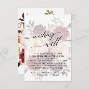 Elegant Calligraphy Faded Floral Wishing Well Enclosure Card