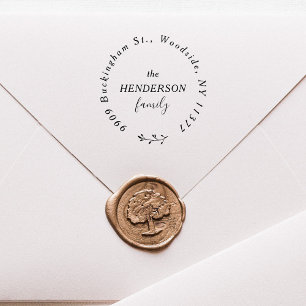 Elegant Calligraphy Family Name Circular Address  Self-inking Stamp