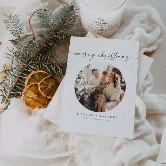 Elegant Calligraphy Family Photo Christmas Card (Creator Uploaded)