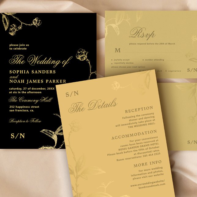 Elegant calligraphy faux gold wedding details enclosure card (The invitation and the RSVP card can be purchased separately - please see the collection)