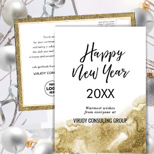 Elegant Calligraphy Festive Gold Glitter Corporate Postcard