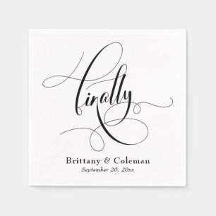 Elegant Calligraphy Finally Festive Wedding  Napkin