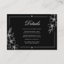 Elegant Calligraphy Floral Black Wedding Details 