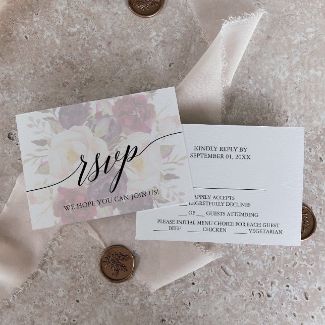Elegant Calligraphy Floral Menu Choice RSVP Card (Creator Uploaded)