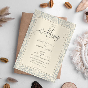 Elegant Calligraphy Floral Wedding Invitation