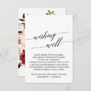 Elegant Calligraphy Floral Wedding Wishing Well Enclosure Card