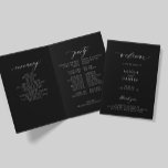 Elegant calligraphy folded wedding party black program<br><div class="desc">Modern simple minimalist typography trendy black and white folded ceremony and party wedding program template featuring a chic trendy white calligraphy script.              Easy to personalise with your text on the front and inside!</div>