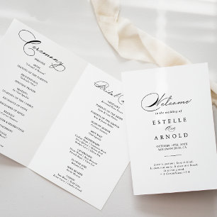 Elegant Calligraphy Folded Wedding Program