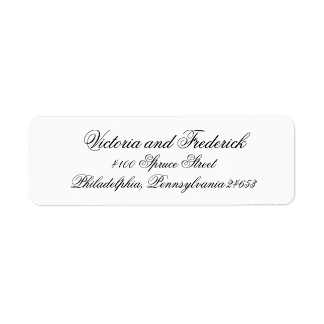 Elegant Calligraphy Formal Wedding Return Address Label (Front)