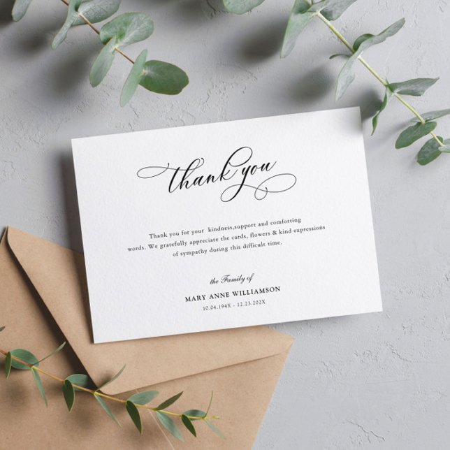 elegant calligraphy funeral thank you note (Creator Uploaded)
