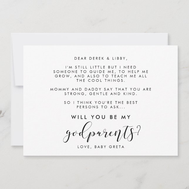 Elegant calligraphy Godparent proposal card (Front)