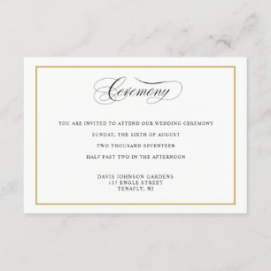 Elegant Calligraphy Gold Ceremony Directions Enclosure Card