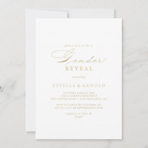 Elegant Calligraphy Gold Gender Reveal Party   Invitation