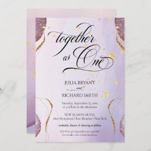 Elegant Calligraphy Gold Glitter Amethyst Modern I Invitation
