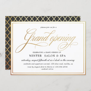 elegant calligraphy gold Grand Opening Invitation