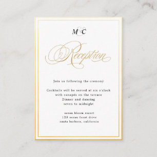 Elegant Calligraphy gold Reception Enclosure Card