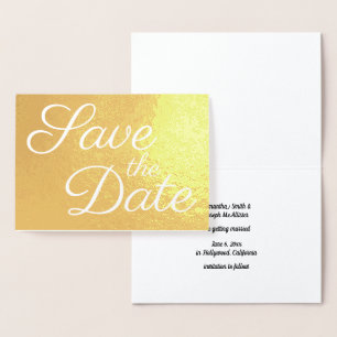 Elegant Calligraphy Gold Save the Date Foil Card