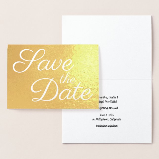 Elegant Calligraphy Gold Save the Date Foil Card (Display)