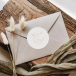 Elegant Calligraphy Gold Thank You Wedding Favour  Classic Round Sticker<br><div class="desc">This elegant calligraphy gold thank you wedding favour classic round sticker is perfect for a rustic wedding. The simple and stylish design features classic and fancy script typography in gold. Make the sticker labels your own by including your names, the event (if applicable), and the date. These stickers can compliment...</div>
