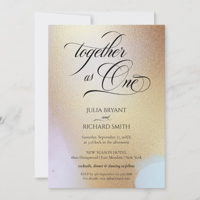 Elegant Calligraphy Gold Watercolor Modern Invitation (Front)