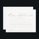 Elegant Calligraphy Gold Wedding Advice Card<br><div class="desc">This elegant calligraphy gold wedding advice card is perfect for a rustic wedding. The simple and stylish design features classic and fancy script typography in gold. These cards are perfect for a wedding, bridal shower, baby shower, graduation party & more. Personalise the cards with the names of the bride and...</div>