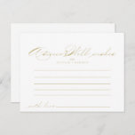 Elegant Calligraphy Gold Wedding Advice Card<br><div class="desc">This elegant calligraphy gold wedding advice card is perfect for a rustic wedding. The simple and stylish design features classic and fancy script typography in gold. These cards are perfect for a wedding, bridal shower, baby shower, graduation party & more. Personalise the cards with the names of the bride and...</div>