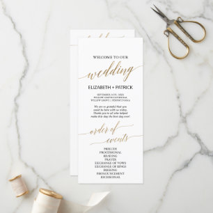 Elegant Calligraphy   Gold Wedding Order Of Events Program