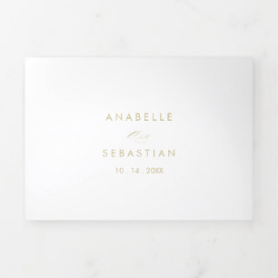 Elegant Calligraphy Gold Wedding Tri-Fold Invitation
