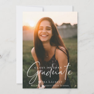 Elegant Calligraphy Graduation Photo Announcement