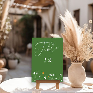 Elegant Calligraphy Green Shamrock Irish Wedding Table Number