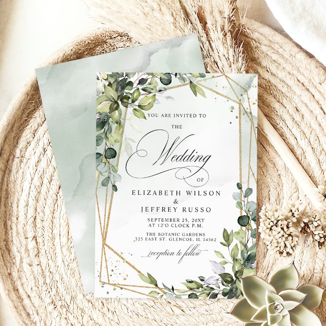 Elegant Calligraphy Greenery Eucalyptus Wedding Invitation (Elegant Calligraphy Greenery Eucalyptus Wedding Invitation)