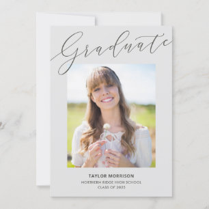 Elegant Calligraphy Grey 2025 Photo Graduation Invitation