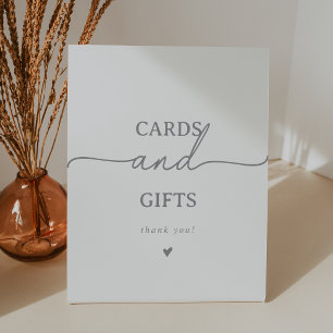 Elegant Calligraphy Grey Wedding Cards and Gifts Pedestal Sign