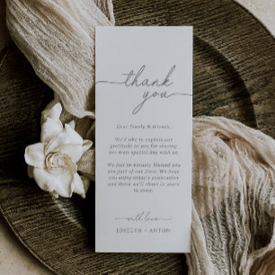Elegant Calligraphy  Grey Wedding Thank You Card