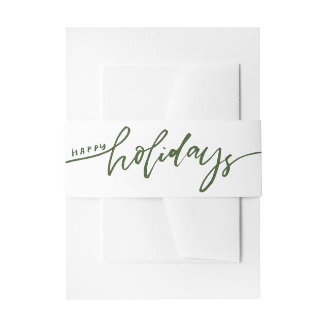 Elegant Calligraphy Happy Holidays Christmas Invitation Belly Band (Front Example)
