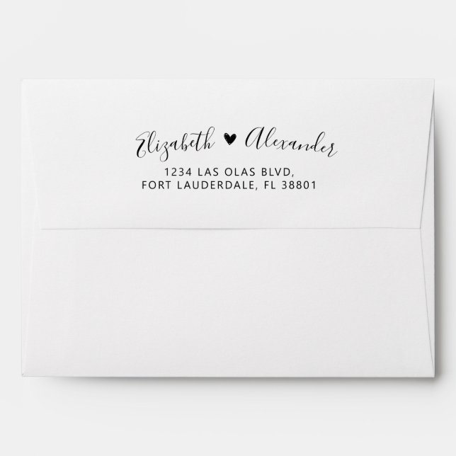 Elegant Calligraphy Heart Script Wedding  Envelope (Back (Top Flap))