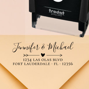 Elegant Calligraphy Heart Wedding Return Address Self-inking Stamp