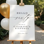 Elegant Calligraphy Hello 60 Birthday Welcome Sign<br><div class="desc">Welcome guests to your milestone celebration in style with this Elegant Calligraphy "Hello 60" Birthday Welcome Sign. Featuring graceful calligraphy on a clean, minimalist background, this sign is the perfect way to greet your guests and set a chic, sophisticated tone for your 60th birthday party. Fully customisable and available in...</div>
