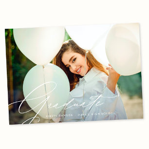 Elegant Calligraphy High School 2 Photo graduation Announcement