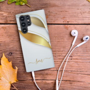 Elegant Calligraphy Initials Gold White  Samsung Galaxy Case